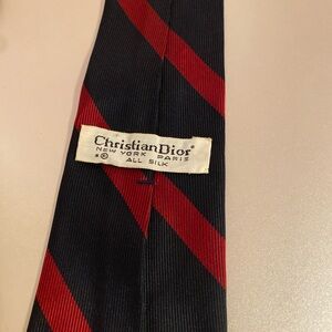 Dior Silk Tie with Red and Black Stripes